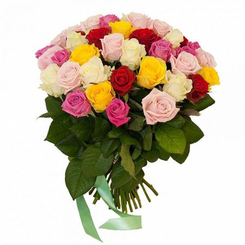 Заказать с доставкой букет из 45-ти разноцветных роз по Кудьме